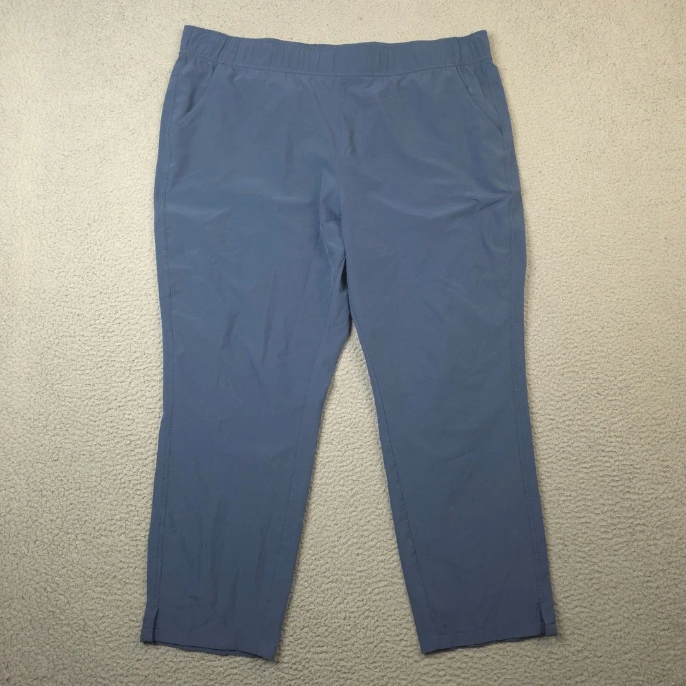 Eddie Bauer Pants Womens XXL Blue Hiking‎ Travel Elastic Waist 42 Straight Leg